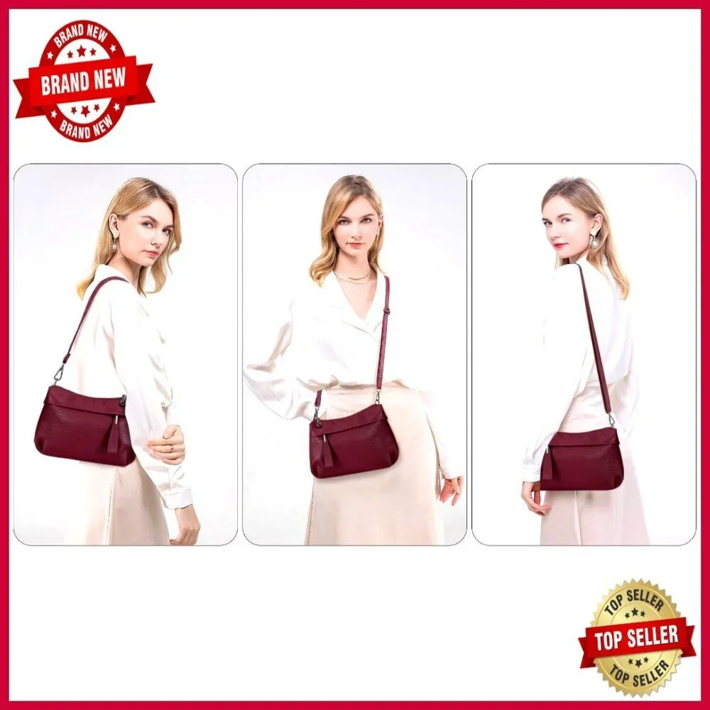 Genuine Leather Hobo Bag Crossbody Shoulder Bag with Adjustable Straps